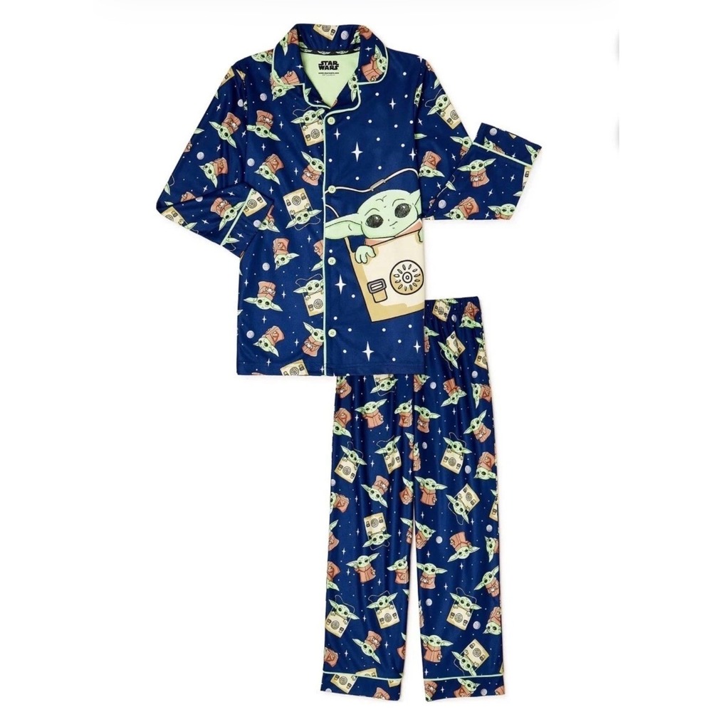 Star Wars The Mandalorian Pajama Set Boys 10/12 Navy Blue New Grogu Baby Yoda
